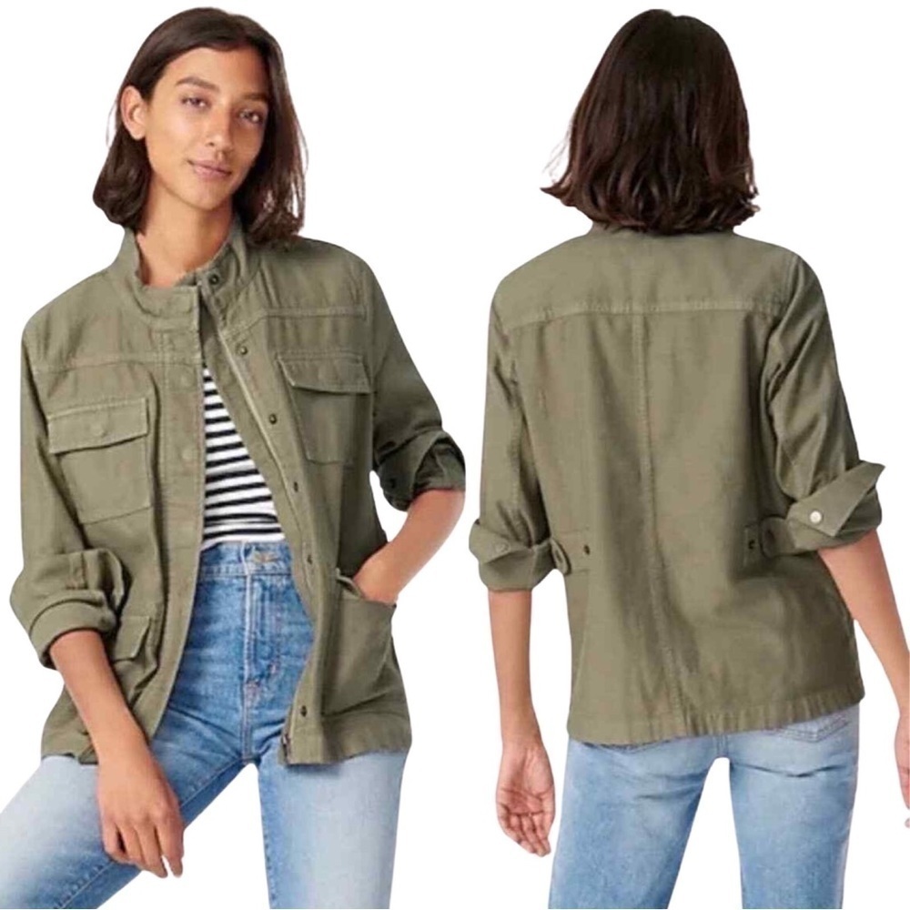 J. Crew Garment Dyed Military Olive Green Cargo Jacket